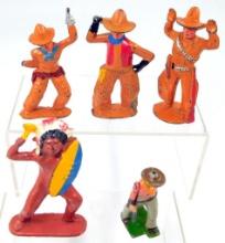 Cowboy and Native American Hand-Painted Lead Figures