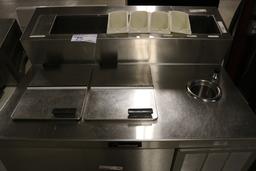 Delfield 44" ice cream dipping cabinet with raised topping rail and dip wel