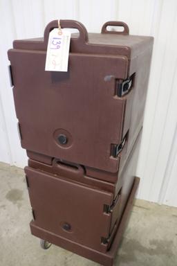 Cambro portable double insulated catering boxes with portable cart