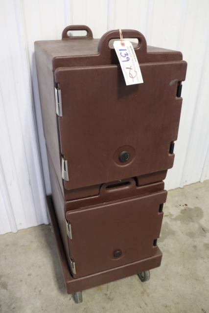 Cambro portable double insulated catering boxes with portable cart