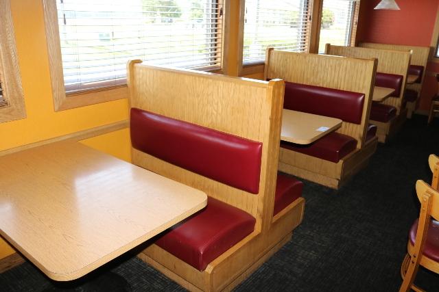 Times 4 - Solid Oak & burgundy vinyl  4 passenger booth openings with table
