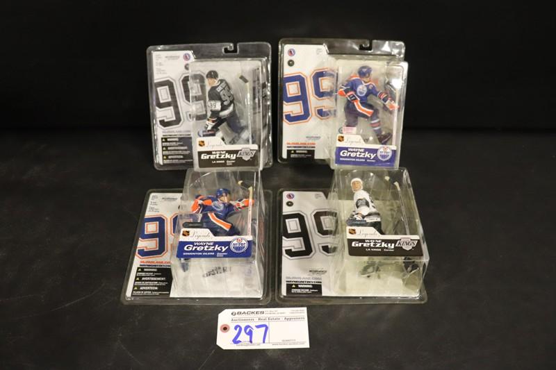 All to go - 4 McFarlane NHL action figures - 4 Gretzky - white shirt and bl