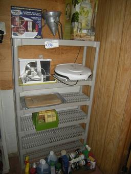 All to go  Plastic rack with meat slicer, lean fat grill and products