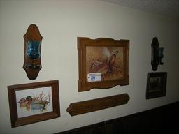Pictures and Sconce on Wall