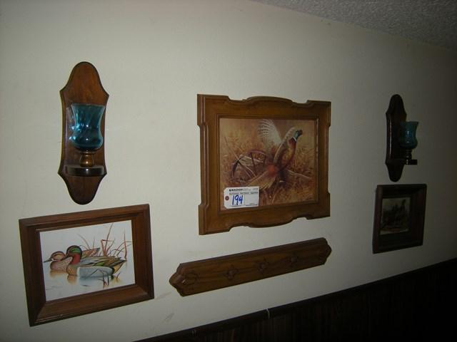 Pictures and Sconce on Wall