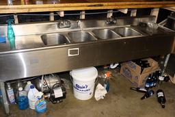 Eagle 84" stainless 4 bin bar sink with double drain boards & faucets