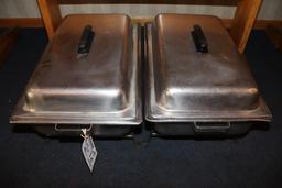 Times 2 - Full size matching chafing units with lids, 4" base pan and 2" in
