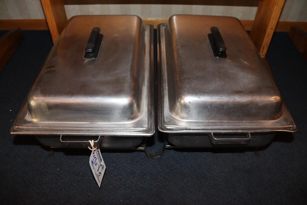 Times 2 - Full size matching chafing units with lids, 4" base pan and 2" in