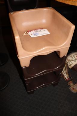 Times 3 - booster seats - 2 brown and 2 tan