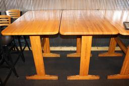 Times 2 - 30" x 48" solid oak high top bar tables with double oak bases - n