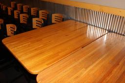 Times 2 - 30" x 48" solid oak high top bar tables with double oak bases - n