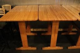 Times 2 - 30" x 48" solid oak high top bar tables with double oak bases - n