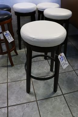 Times 4 - Wood framed swivel padded bar stools