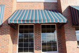 4' x 12' long aluminum framed awning - as is material on awning - buyer to