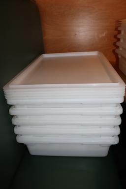 Times 5 - 18 x 26 x 6 white food storage containers with white lids (lids m