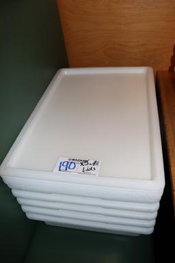 Times 5 - 18 x 26 x 6 white food storage containers with white lids (lids m