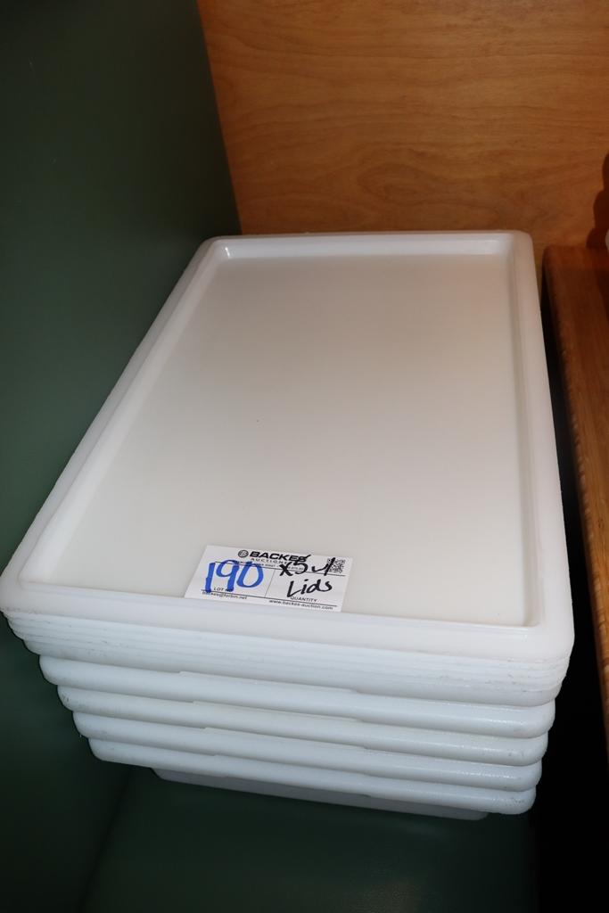 Times 5 - 18 x 26 x 6 white food storage containers with white lids (lids m