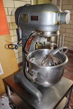 Hobart A200 mixer with stainless bowl, hook, paddle, whip, & 20" x 24" stai