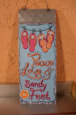 Pair to go - 16" and 18" beach tin signs