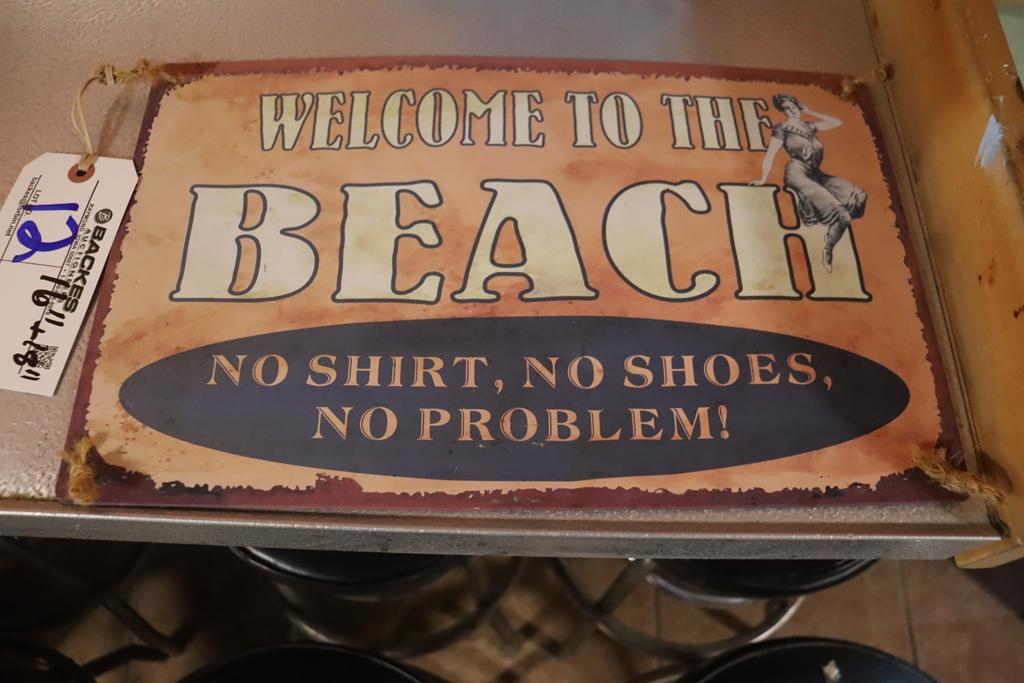 Pair to go - 16" and 18" beach tin signs