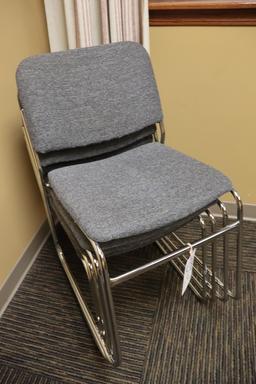 Times 4 -chrome framed tweed office stack chairs