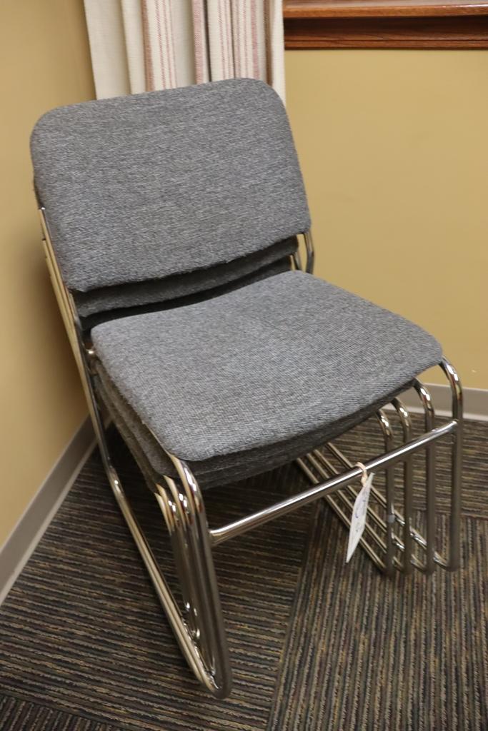 Times 4 -chrome framed tweed office stack chairs