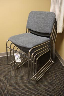 Times 4 -chrome framed tweed office stack chairs