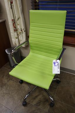 Simon lime green chrome base with leather style swivel conference room arm