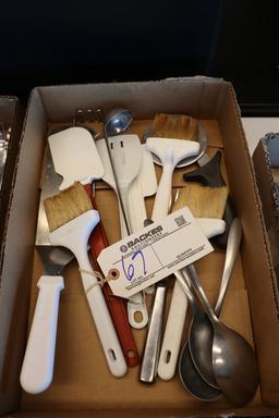 Box flat to go - kitchen utensils, pizza cutter, spoons, and more