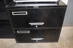 36" Metal book case & 2 drawer lateral filing cabinet