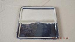 Group of two square silver plate
