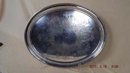 Group of three silver plate trays & platters