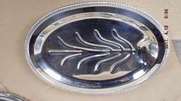 Group of three silver plate trays & platters