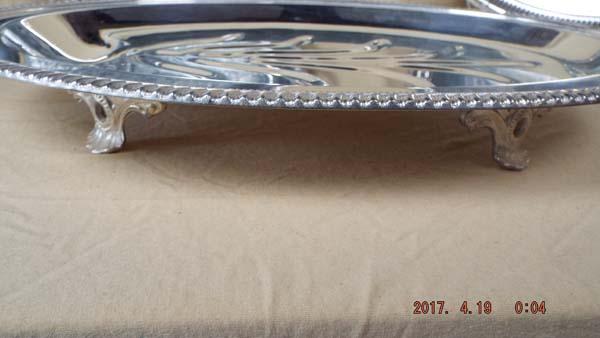 Group of three silver plate trays & platters