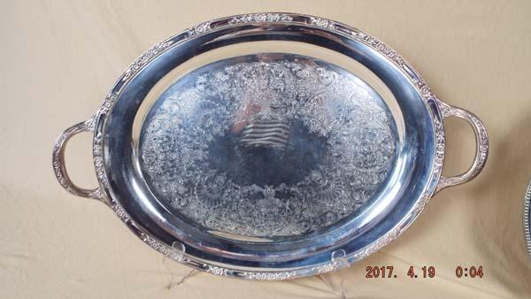 Group of three silver plate trays & platters