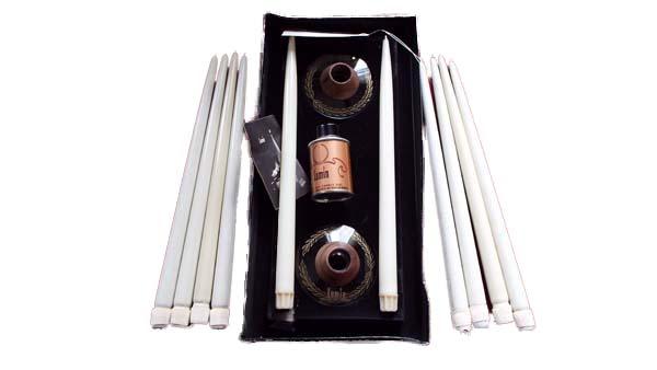 Lumin butane gas tapered dinner candles and base