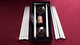 Lumin butane gas tapered dinner candles and base
