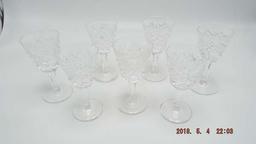 Group of 7 cordial glasses