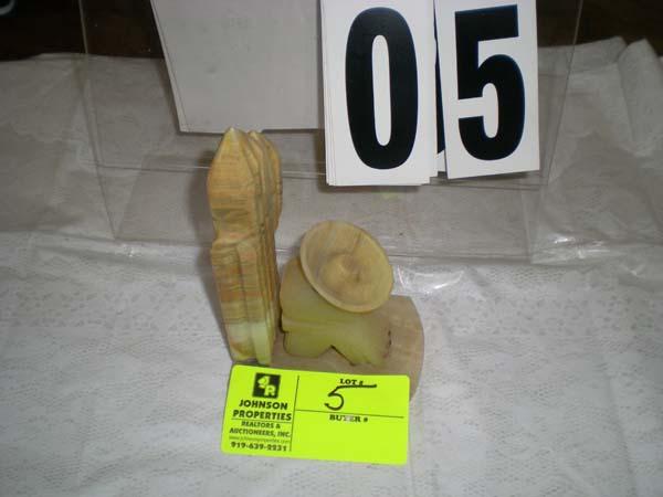 Cactus figurine with Pedro, 7"t x 4 1/2"d x 3"w