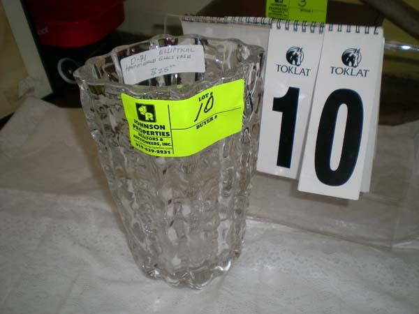 Elliptical hammered vase, 9 1/2"t x 6 1/2"w x 4 14"