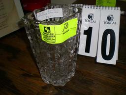 Elliptical hammered vase, 9 1/2"t x 6 1/2"w x 4 14"