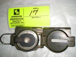 Military compass, magnetic, 5 3/4" open, 3" closed Mfd. Jaybee Corp.,  FSN 6605-846-7618