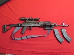 IO Inc AK47 7.62x39cal semi auto, folding but/t stock, mag, release, foregr