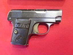 Colt 1908 .25 semi auto pistol, 1915, 2 tone mag, with box, tag#7499