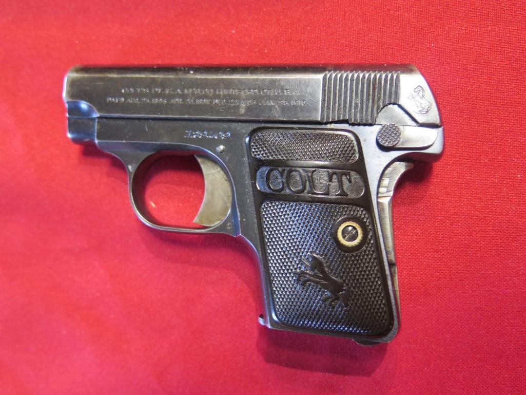 Colt 1908 .25 semi auto pistol, 1915, 2 tone mag, with box, tag#7499