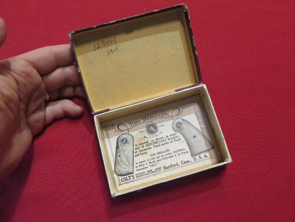 Colt 1908 .25 semi auto pistol, 1915, 2 tone mag, with box, tag#7499