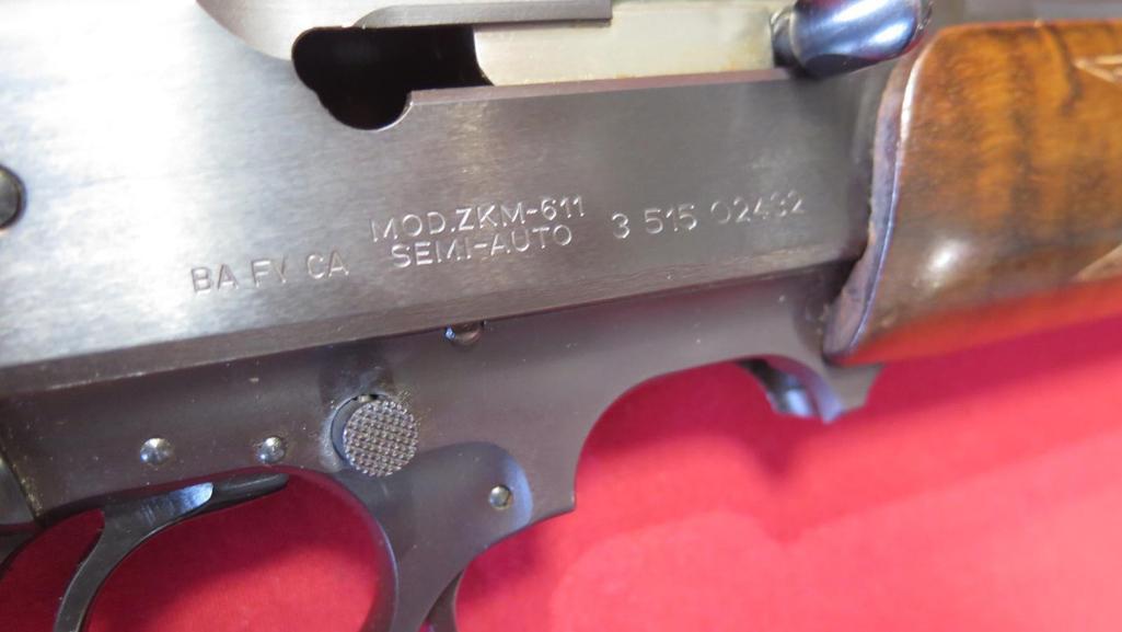 BRNO ZKM-611 .22wrm semi auto, rare, scope rings, hard case , tag#7586