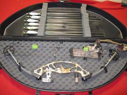 Hoyt Vortex compound bow, arrows, case, and release up to 75#, tag#8064 **W
