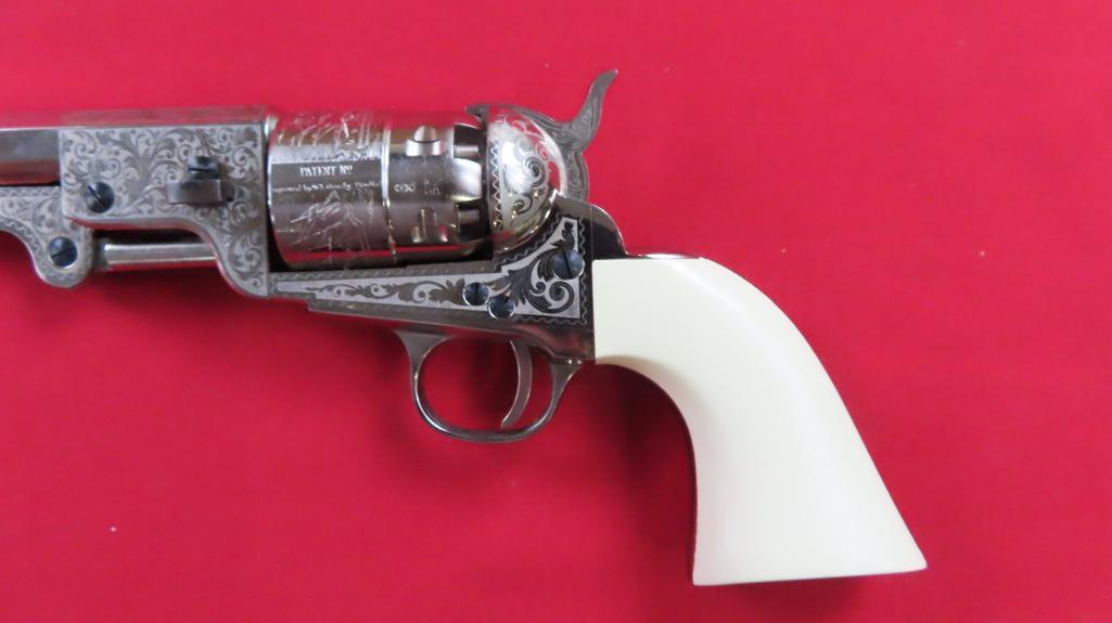 Fllipietta 44cal black powder revolver, engraved w/holster, tag#7324