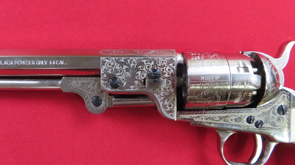 Fllipietta 44cal black powder revolver, engraved w/holster, tag#7324